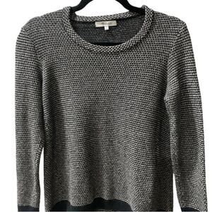 Madewell Black White Knit Crewneck Long Sleeve Pullover Sweater Top